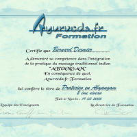 Formation Ayurvéda Praticien Abyangam 2e niveau 2005