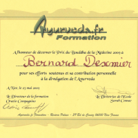 Prix du Bou'ddha Ayurveda formation 2009